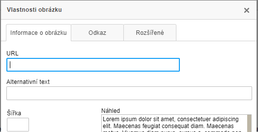 Dialog pro nastavení obrázku