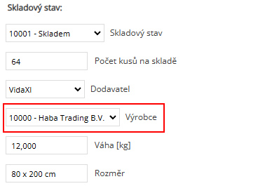 Výrobce v detailu produktu